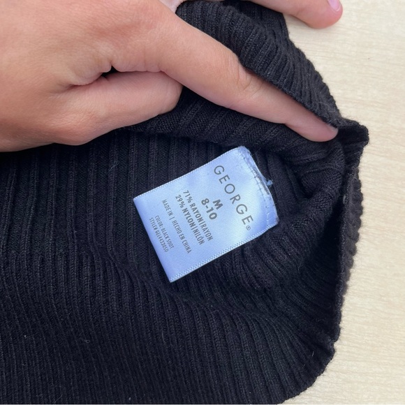 George Womens Medium Black Long Sleeve Ribbed Crewneck Sweater Comfy Fall Casual - Picture 4 of 8